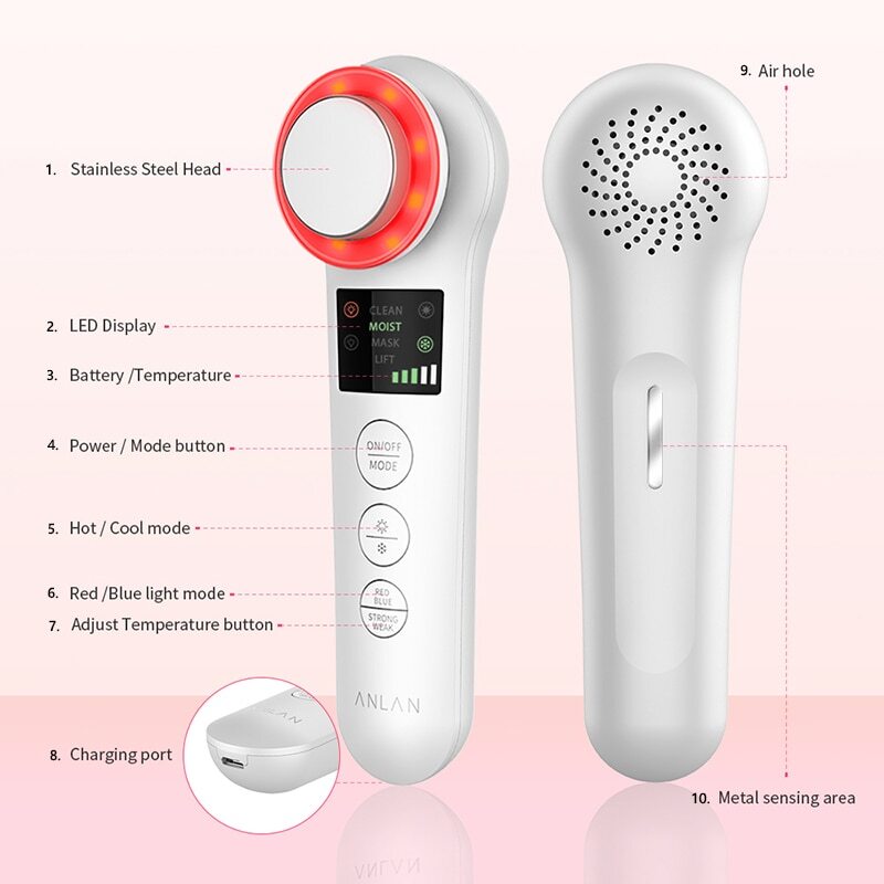 LED anti-wrinkle sonic vibration therapy at hot and cool function!