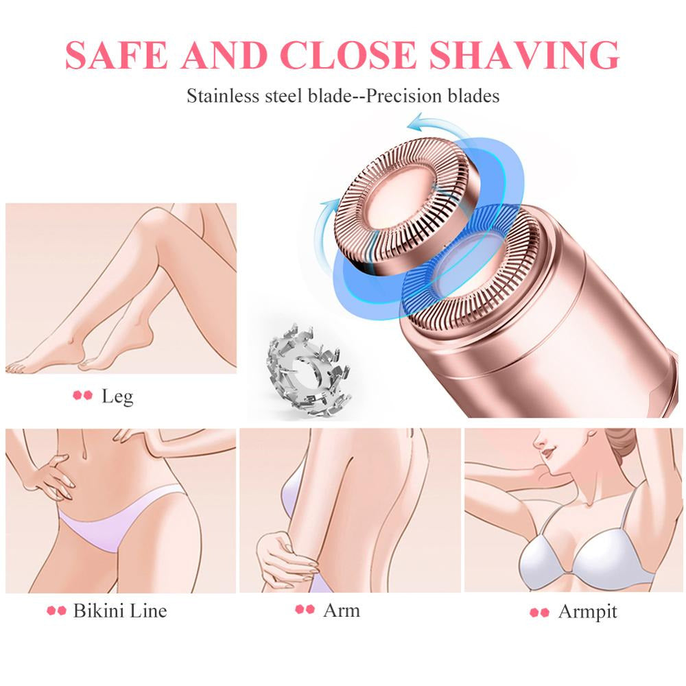 Small electric epilator (shaver) for painless body hair removal.